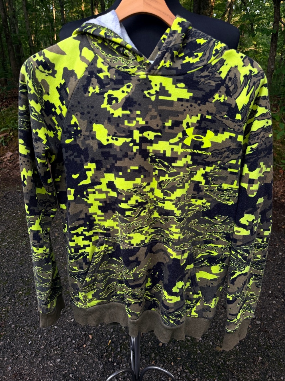 Youth Under Armour Neon Yellow and Neon Digital Camo Hoodie